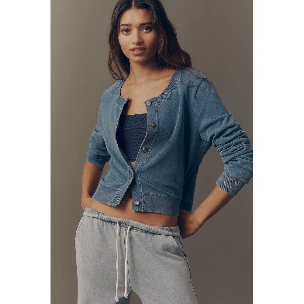 Z Supply Daily Knit Denim Cardigan Vintage Indigo Blue Womens XL Oversized NEW